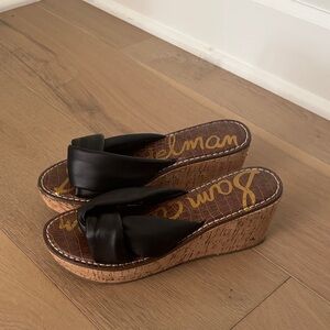 Sam Edelman Black Leather Wedges